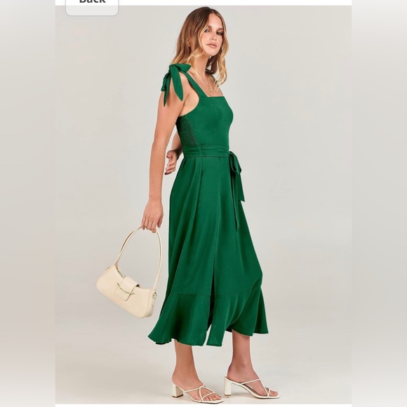 ANRABESS Elegant Square Neck Split Midi Formal Wedding Dress - Green - size XL - Picture 5 of 14